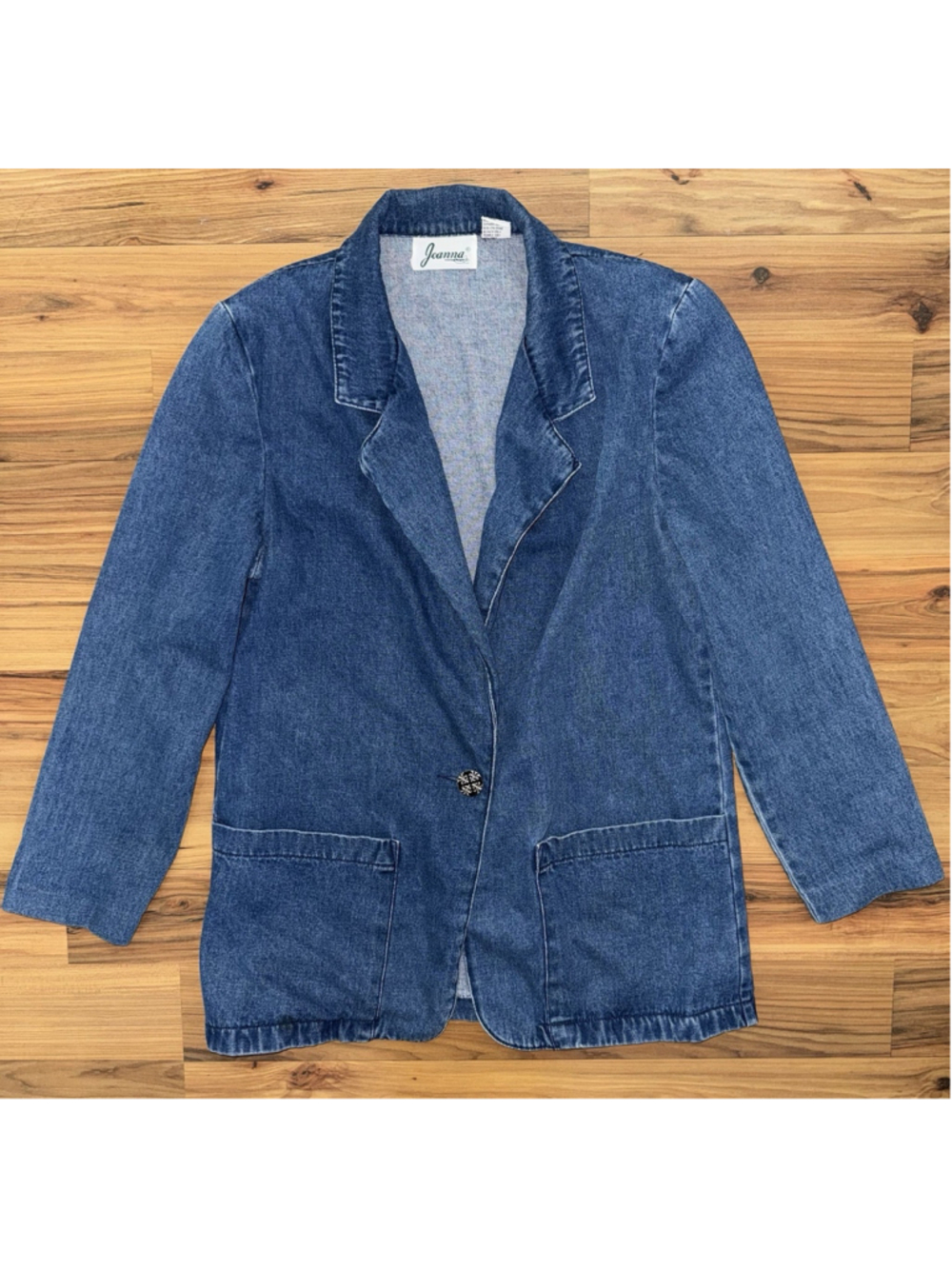 Vintage Joanna Denim Blazer Small Oversized Jean Chore Jacket 90s Workwear